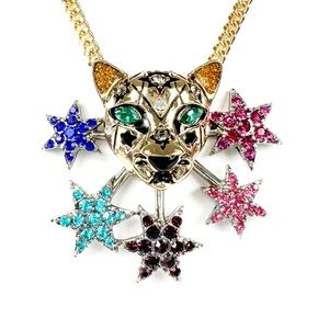 Betsey Johnson Heavenly Creatures Leopard Shooting Stars Necklace NEW